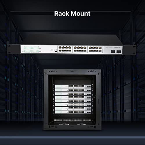 PoE Switch 24 Port PoE+ Switch With 2 Gigabit Uplinks, 300W Total Power ...