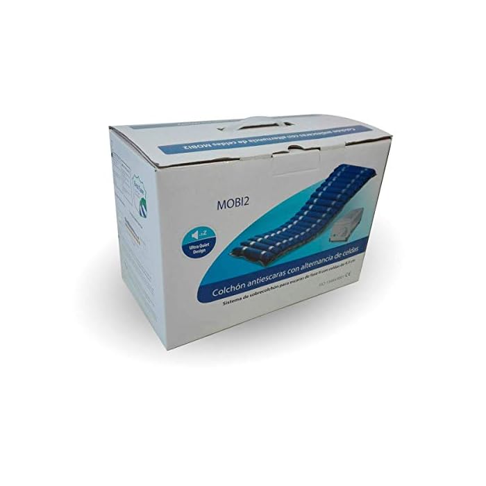 Mobiclinic, Mobi 2, Colchón antiescaras con motor compresor, para escaras grado I y II, de aire alternante, Nylon y PVC médico ignífugo, 200 x 86 x 9.5, 20 celdas, color Azul - Imagen 8