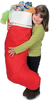 Wish Novelty - Merry Christmas Felt Jumbo 45" Red Stocking 2 Pack - Giant Fun Gag Gift - Funny Secret Santa - Beautiful Gold Trim, Unique Fireplace Decoration - Great Gift for Kids Boys &amp; Girls 5+