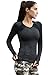 Matymats Long Sleeve T Shirts for Women Workout Tops Athletic Yoga Running Shirts V Neck with Thumb Holes Grey, L