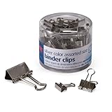 Officemate Silver Binder Clips, Assorted Sizes, 30/Tub (31021)