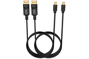 Moread Mini DisplayPort to DP Cable, 6 Feet, 2 Pack, Gold-Plated - 4K@60Hz, 2K@144Hz - Black