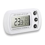 Dreamiracle Fridge Thermometer, Waterproof Digital Freezer Refrigerator Thermometer With LCD Display And Max/Min Function For Home Kitchen Restaurants Bars Cafes (White)
