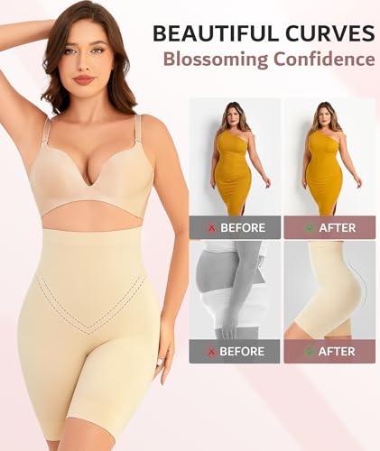 OXYSAIKO Tummy Control Shapewear for Women High Waisted Body Shaper Shorts Seamless Shapewear Slip Shorts for Under Dresses