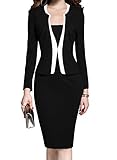 MUSHARE Women's Colorblock Wear to Work Business Party Bodycon One-Piece Dress (XX-Large, Black)