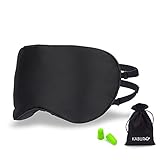 Kaburo 100% Natural Mulberry Silk Sleep Mask with 2 Adjustable Straps, Super Soft Silk Eye Mask for Sleeping(Black)