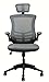 Modern High Back Mesh Executive Chair With Headrest And Flip Up Arms. Color: Silver Grey