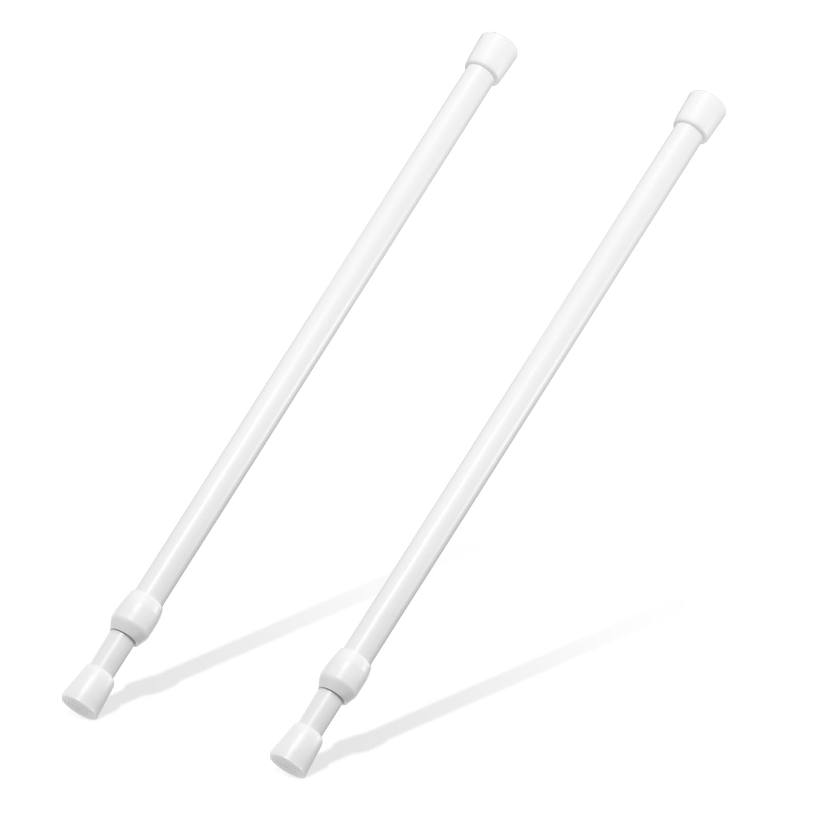 Photo 1 of Tension Rod 16 to 28 Inch, Goowin Small Tension Rod, 5/8" Diameter No Drilling Expandable Short Tension Rods Spring Rods, Tension Rods for Closet, Cupboard, Hanging Clothes, 2 Pack, White