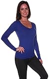 Active Basic Women's Plain Basic V Neck Thermal Long Sleeves T Shirt Top