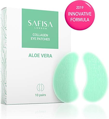 SAFISA Under Eye Patches | aloe vera gel under eye pads 10 pairs | under eye bags treatment, eye mask for puffy eyes, dark circles under eye treatment | anti-aging collagen eye mask | for women & men