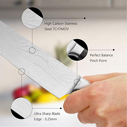 Sharp Kitchen Chefs Knife 8 Inch with Wood Handle for Cooking, Chopping and Professional Chef Use - Thumbnail 4