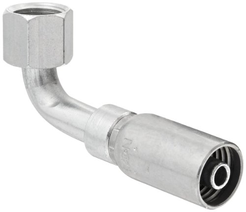 EATON Weatherhead Coll-O-Crimp 06U-668 90 Degree Female Swivel Tube Elbow Fitting, SAE 37 Degree, Low Carbon Steel, 3/8