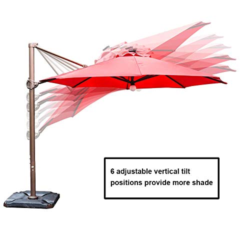 Abba Patio 11 ft Solar Lights Patio Offset Hanging Umbrella Cantilever