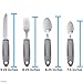 Adaptive Utensils (4-Piece Kitchen Set) Non-Weighted, Non Slip Wide Handles for Hand Tremors, Arthritis, Parkinson’s Disease or Elderly use | Cutlery Silverware - Knife, Fork, Spoons (Gray - 1 Set)