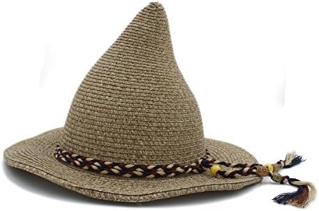 MILUCE 21CM Top Women Men Gandalf Witch Wizard Cosplay Party Braided Rope Ribbon Act Carnival Hat ( Color : 1 , Size : 56-58CM )