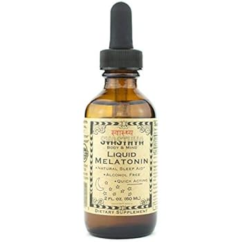 Svasthya Pure Melatonin Liquid 100% Natural Sleep Aid Reduce Anxiety ALCOHOL FREE - Best Childrens Sleep Aid, 2 oz