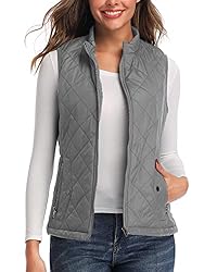 LONGKING Gray Women's Vest, Stand Collar