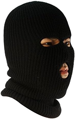 Men's Winter Knit Ski Sports Long Neck warmer Balaclava 3 Hole Face Mask Black