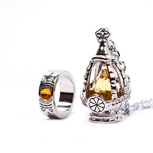 New Puella Magi Madoka Magica Soul Gem Necklace + Ring Cosplay Set Yellow