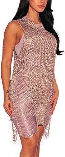 TANLANG Women's Sexy Slim Club Party Beach Swimwear Jacket Openwork Wool Round Neck Bikini Cover Dress