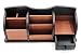 PAG Office Supplies Wood Desk Organizer Pen Holder Accessories Storage Caddy with Drawer, 8 Compartments, Brown