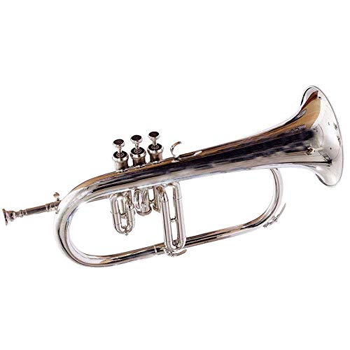 BRAND NEW FLUGEL HORN NICKEL PLATED Bb FLAT 3 VALVE+FREE HARD CASE+MOUTHIPICE SCX725