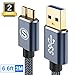 Galaxy S5 Charger, (6.6ft, 2 Pack) USB 3.0 Cable AviBrex USB 3.0 A to Micro B Cable Charger Nylon Braided Cord Compatible Samsung Galaxy Note 3/Pro 12.2,WD Seagate External Hard Drive,Camera etc(Grey)