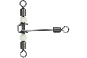 QHDJIANHUI 3 Way Swivels Fishing Heavy Duty Cross Line Three Way Swivels Fishing Tackle Saltwater Lumious Triple T Shape Barrel Rolling Swivels Pear Beads