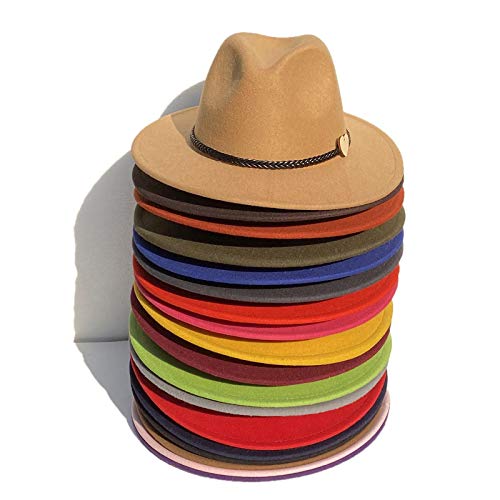 Xiang Ru Damen Fedora Hut Herren Wolle Trilby Panama Cap - Ledergürtel Trim Abnehmbares Band – Bild 7