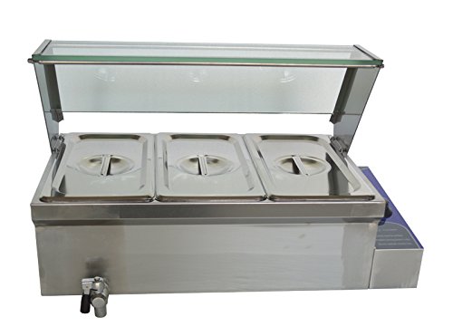 3-Pot Bain-Marie Food Warmer Steam Table 6''Pan Techtongda