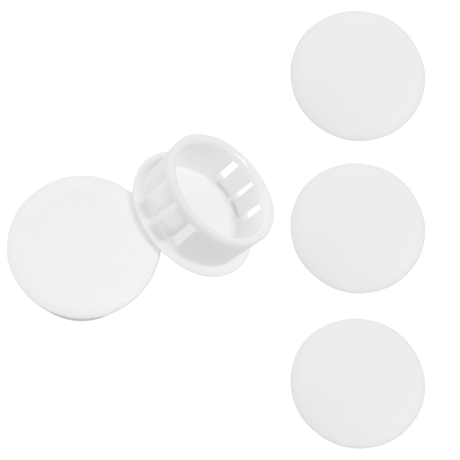 Qrity 20 PCS Plastic Button Plugs, 8mm Round Drill Hole Cover Caps, Snap on Type, Furniture Hole Caps, White, for Cabinet Desk Table Chair Cupboard Wardrobe