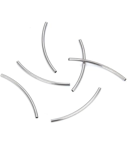 Knurled Tube 30pcs Silver Plated Twist Curved Long Noodle Tube