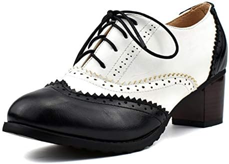 Amazon.com | LFHT Women's Shoe Leather Classic Lace Up Dress Low