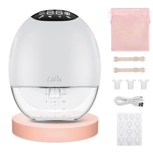 Lulia Hands Free Electric Pump, 4 Modes & 9 Levels, 380mmHg Strong Suction, Leak-proof, Ultra-Quiet, Portable & Discreet, Wearable Pumps with 17/19/21/24MM Flanges (White- 1Pack)