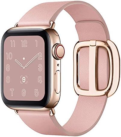 jwacct Leather Band Compatible with Apple Watch 38mm 40mm, Modern Buckle Replacement Strap Wristband Compatible for iWatch Series 5 4 (40mm) Series 3 2 1 (38mm), Pink