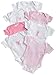 Spasilk Girls-Baby Newborn Short Sleeve Lap Shoulder Bodysuits, 7 Pack, Premie US- Pink Bodysuits