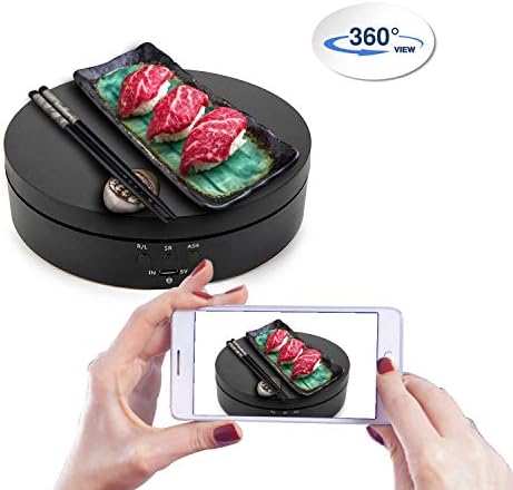 ターンテーブル360度回転台小型電動ターンテーブル 回転のスピード 方向角度調整可能 低消費電力 回転 撮影用 展示用 黒 テレビで話題