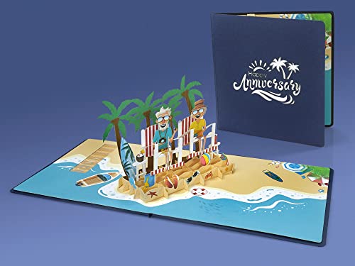 CUTPOPUP Funny Beach Couple – 3D Anniversary Card, Birthday Card, Wedding Greeting Card, Gift Card, Original Gifts for Women (Funny Couple) US8-OC211ES
