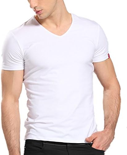 JoJo Home Men's Everyday Cotton Short Sleeve T-shirt Casual Basic V Neck Tshirt (XL, White)