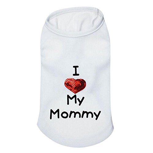 WEI QIU Pet I Love My Mommy T-shirt Top Summer Dog Outfits Apparel Costume Shirt Teacup Dog Clothes