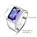 BONLAVIE Sapphire Rings for Men 7ct 8X12mm Rectangle Cut Created Blue Sapphire Rings Mens Siver Rings 925 Sterling Silver Rings for Men with White Cubic Zirconia Wedding Engagement Band Size 10