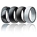 ROQ Silicone Rubber Wedding Ring for Men, Comfort Fit, Breathable Rubber Engagement Band, Men's Wedding Band, 8mm Wide 2mm Thick, Dome Solid, 4 Pack, Black Camo, Grey, Black, Silver, Size 8