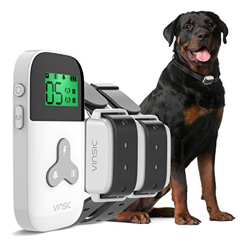 VINSIC Dog Shock Collars with Remote for 2 Dogs, Rainproof Dog Training Collars with 300yd Range Remote Control, for Small Big Dog bark Collar with LCD Display