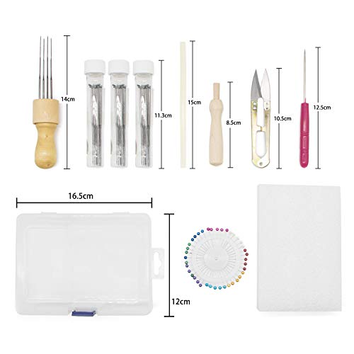 Needle Felting Kit - Needle Felting Needle - Wool Felt Tools - Felting Foam Starter kit Mat Awl Needles with Handy Case