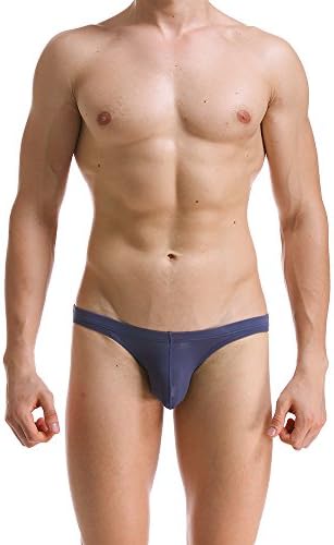 Mens Underwear Sexy Ice Silk Hipsters Solid Color Triangle Briefs Single Or Pack (M, Navy Blue)