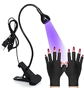 AORAEM Nail Lamp with Protection Gloves,3W LED Nail Manicure Dryer 35NM Curing Light with Black G...