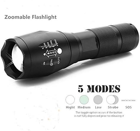 Shenboxun 900lumens LED Focus Flashlight,5 Adjustable Modes Zoomable LED Tactical Flash light Torch Lamp Aluminum LED Flashlight Lighting Lamp (battery Not Included)