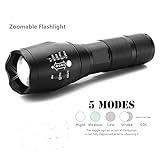 Shenboxun 900lumens LED Focus Flashlight,5 Adjustable Modes Zoomable LED Tactical Flash light Torch Lamp Aluminum LED Flashlight Lighting Lamp (battery Not Included)