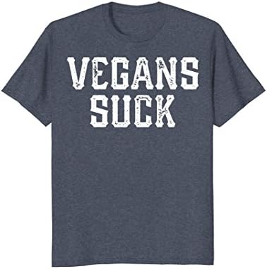 Mens Vegans Suck T-shirt Medium Heather Blue