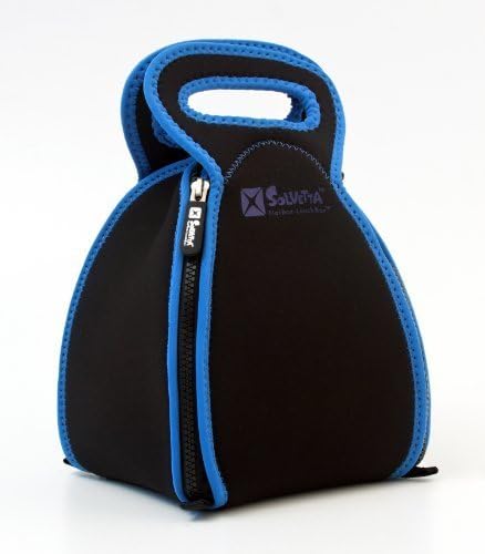 FlatBox - The Innovative Neoprene Lunch Box that Converts to a Placemat - For Kids School or Office, Machine Washable! REGULAR Black / Blue by Solvetta